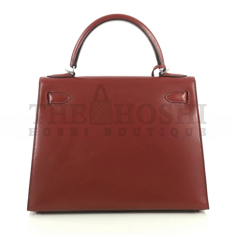 H**me5 KELLY 25 BOX BORDEAUX WITH PALLADIUM HARDWARE (25*17*7cm) Master Quality